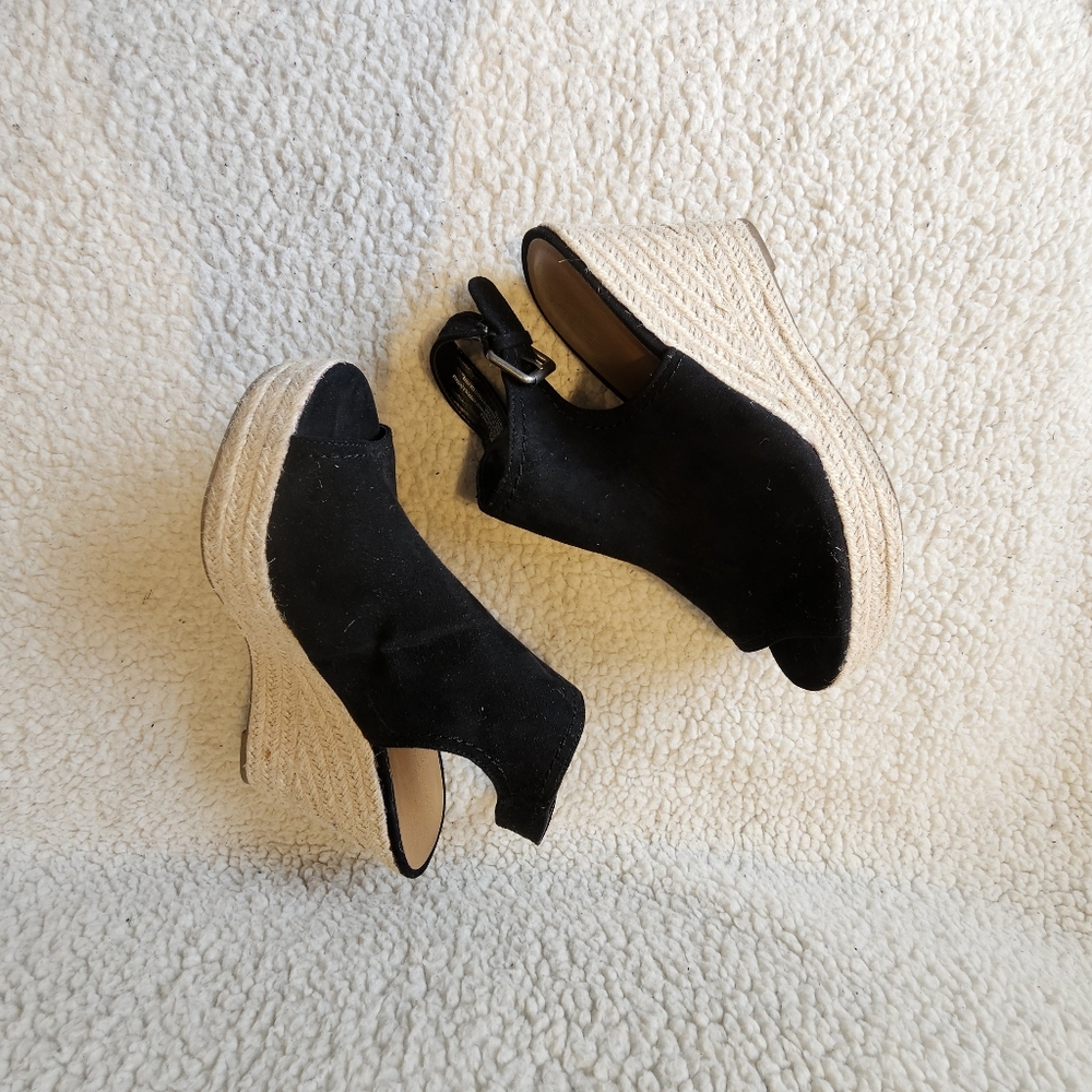 Universal Thread faux suede black espadrille wedges
